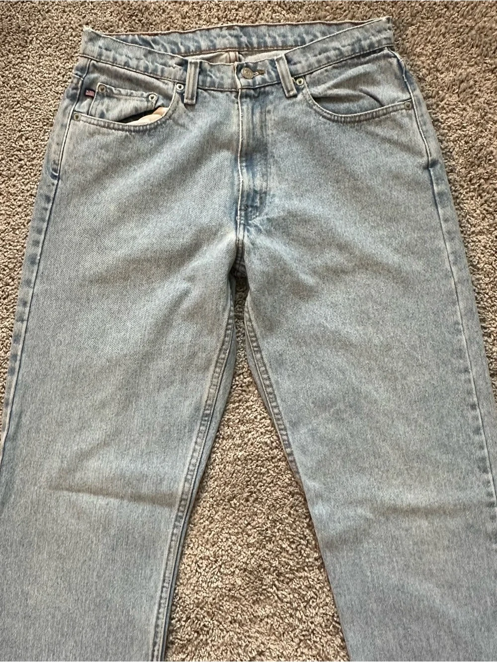 Polo by Ralph Lauren Light Blue Denim Jeans with Black Leather Patch 32x34 - Picture 10 of 16